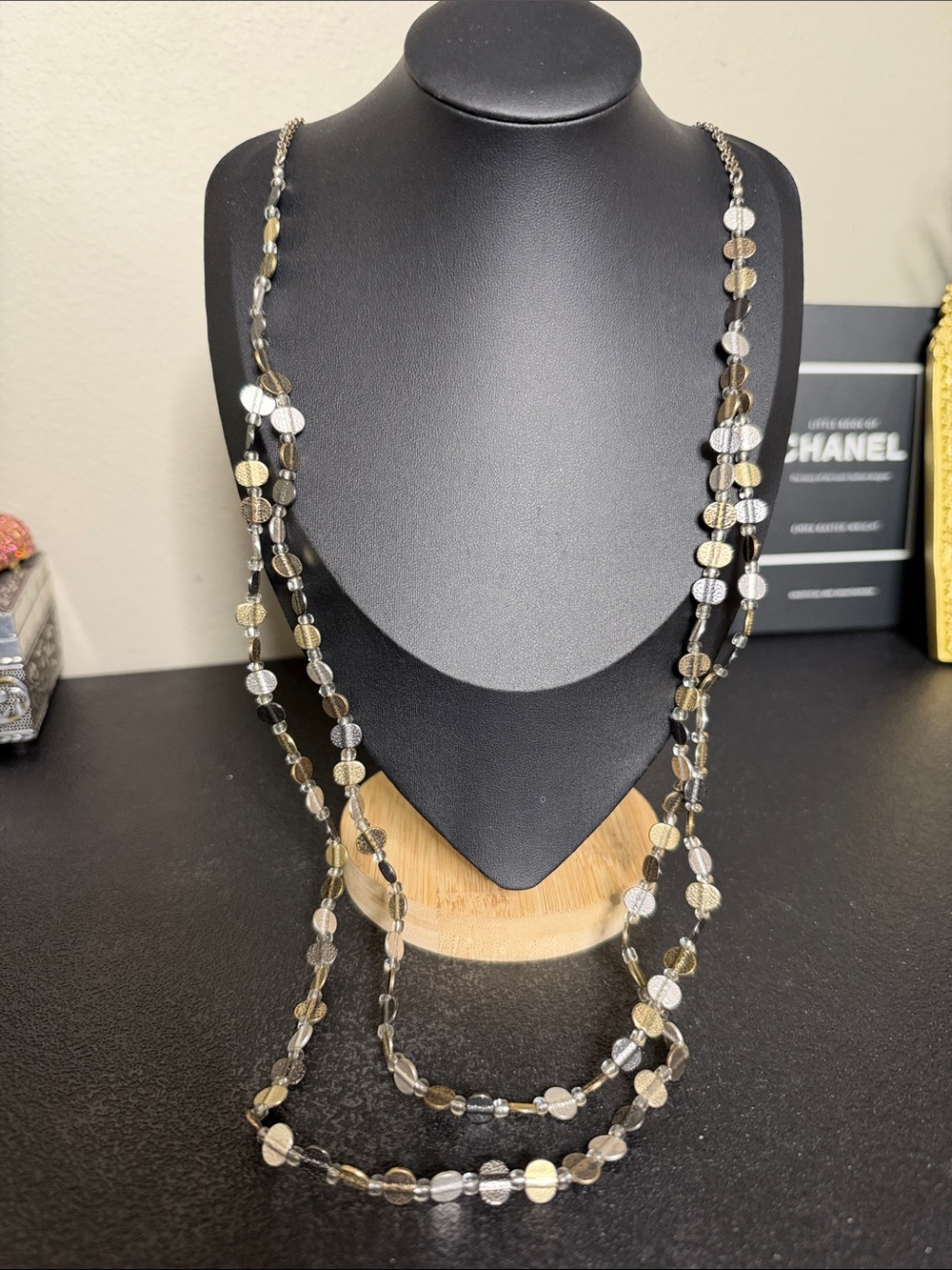Chico’s Layered Gold & Silver Disc Long Necklace - Women Jewelry